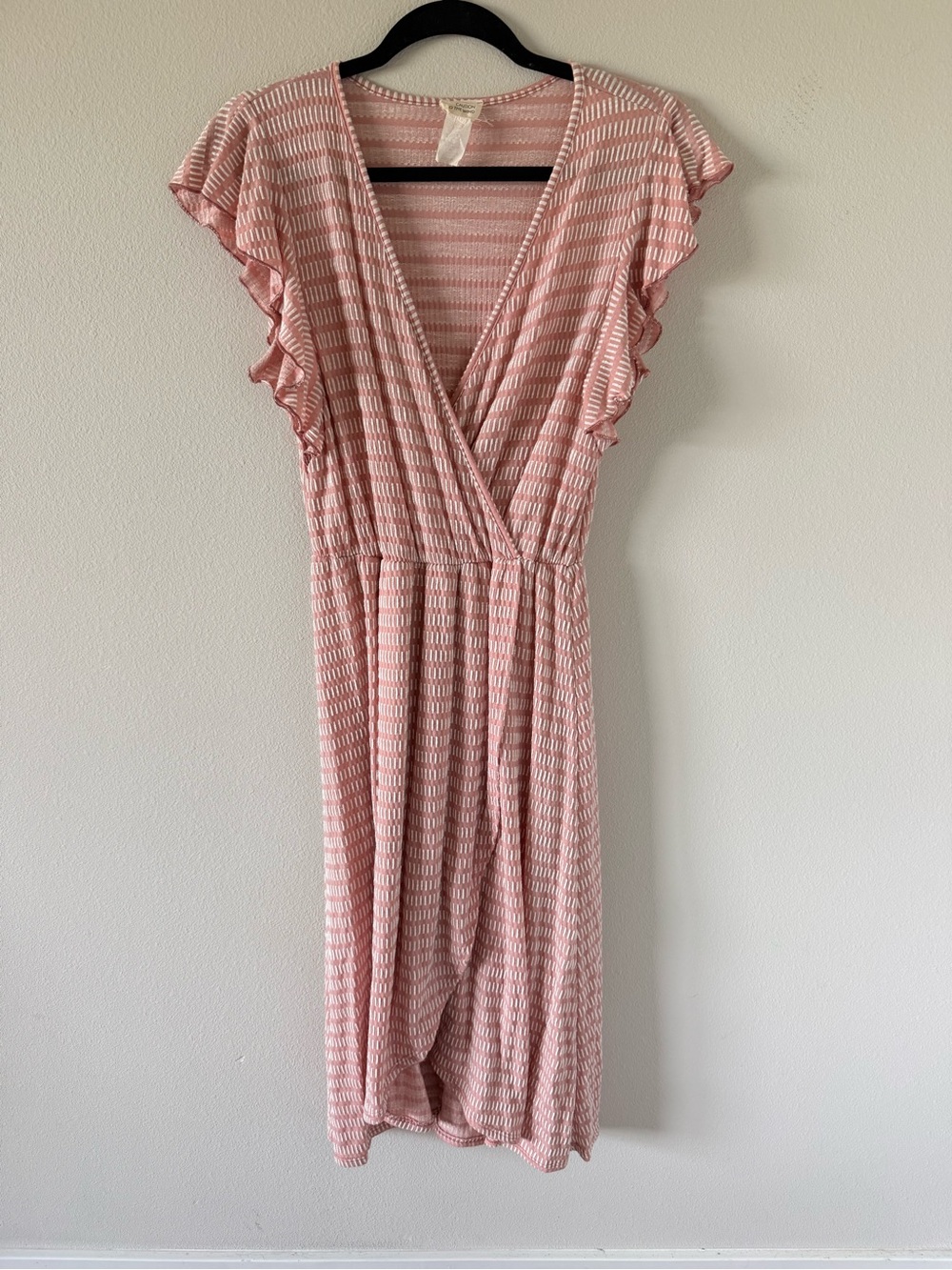 Caution To The Wind Pink Stripe Wrap Midi Dress